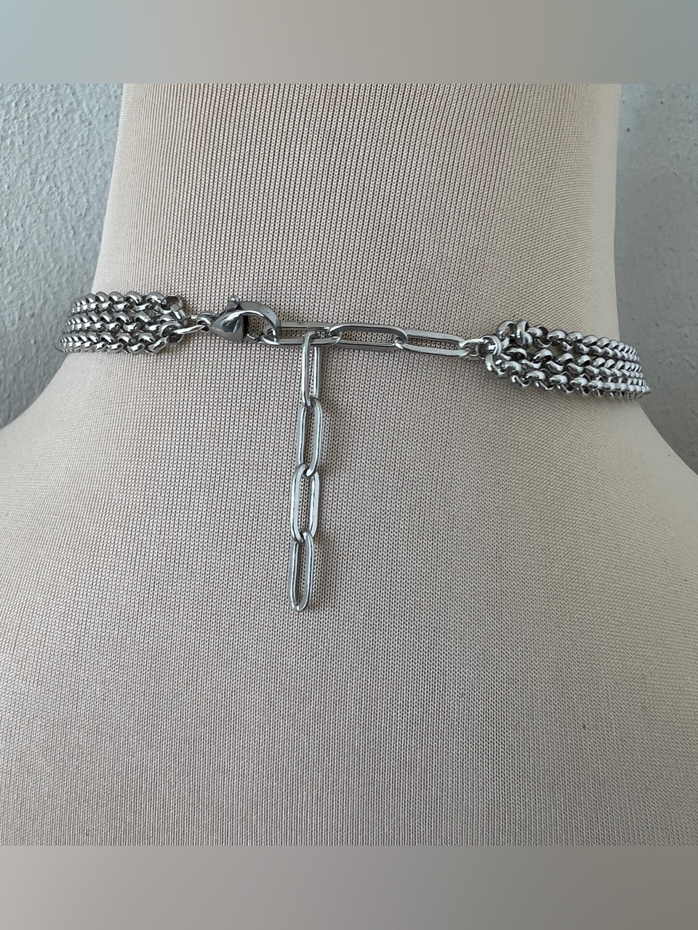 Custom Ferragamo Horsebit Hardware Necklace | Silver Multi-strand Chain 14-16” - Picture 2 of 9